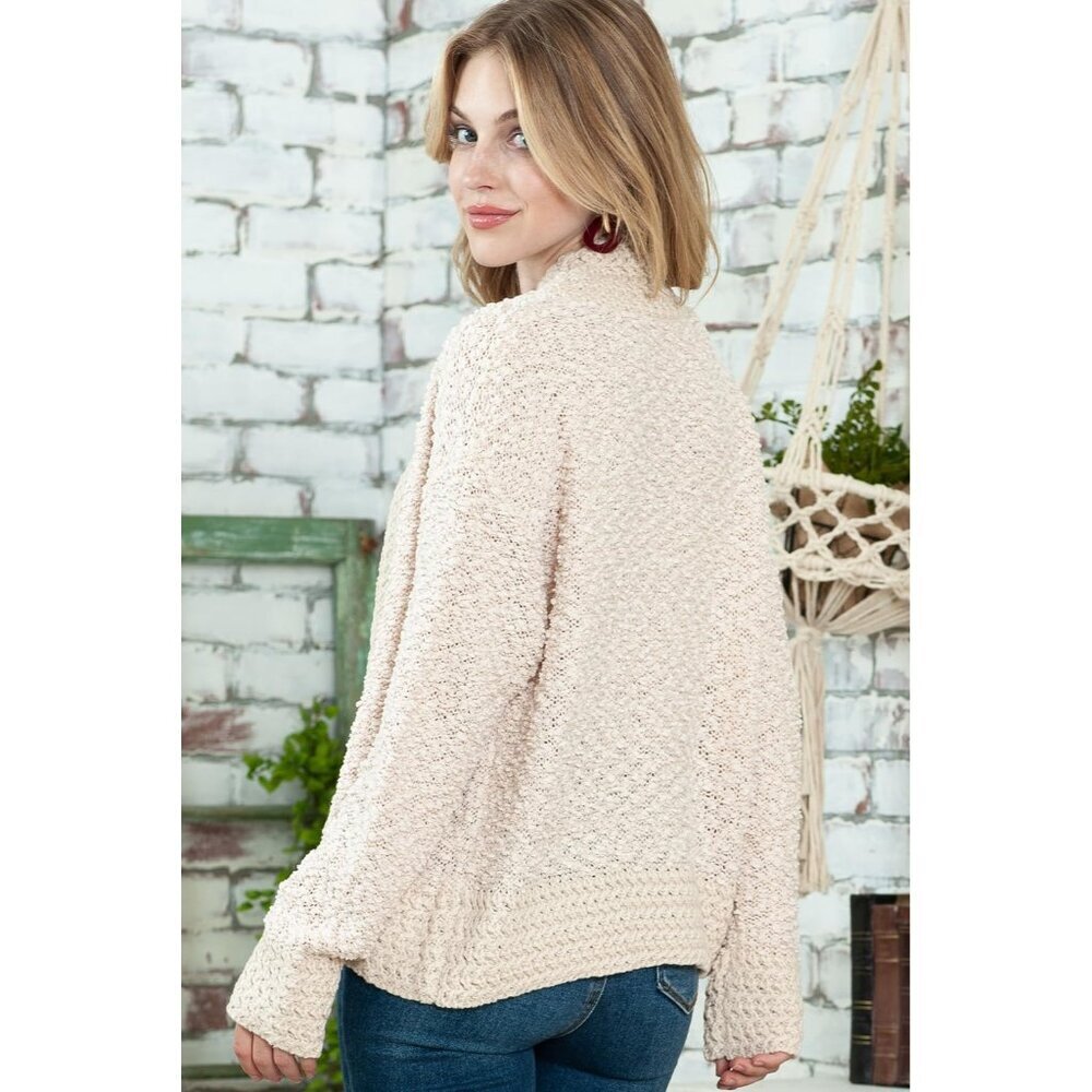 Women's Chunky Knit Cardigan Acrylic Large Open Front Long Sleeve Cozy - Picture 6 of 6
